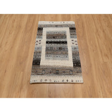 Load image into Gallery viewer, 2&#39;x3&#39; Chiffon White, Modern, Lori Buft Gabbeh With Small Animal And Human Figurines, Thick And Plush, 100% Wool, Hand Knotted, Mat, Oriental Rug FWR547950
