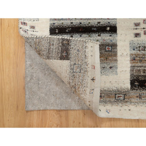 2'x3' Chiffon White, Modern, Lori Buft Gabbeh With Small Animal And Human Figurines, Thick And Plush, 100% Wool, Hand Knotted, Mat, Oriental Rug FWR547950