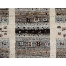 Load image into Gallery viewer, 2&#39;x3&#39; Chiffon White, Modern, Lori Buft Gabbeh With Small Animal And Human Figurines, Thick And Plush, 100% Wool, Hand Knotted, Mat, Oriental Rug FWR547950