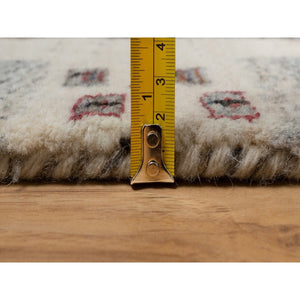 2'x3' Chiffon White, Modern, Lori Buft Gabbeh With Small Animal And Human Figurines, Thick And Plush, 100% Wool, Hand Knotted, Mat, Oriental Rug FWR547950