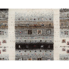 Load image into Gallery viewer, 2&#39;x3&#39; Pearl White, Hand Knotted, Lori Buft Gabbeh With Small Animal And Human Figurines, Thick And Plush, Modern, Pure Wool, Mat, Oriental Rug FWR547956