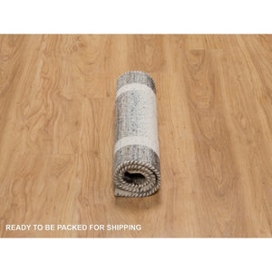 2'x3' Pearl White, Hand Knotted, Lori Buft Gabbeh With Small Animal And Human Figurines, Thick And Plush, Modern, Pure Wool, Mat, Oriental Rug FWR547956