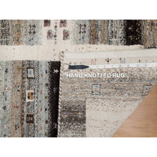 Load image into Gallery viewer, 2&#39;x3&#39; Pearl White, Hand Knotted, Lori Buft Gabbeh With Small Animal And Human Figurines, Thick And Plush, Modern, Pure Wool, Mat, Oriental Rug FWR547956