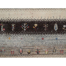 Load image into Gallery viewer, 2&#39;x3&#39;1&quot; Vanilla Ice White, Hand Knotted, Lori Buft Gabbeh With Small Tree Figurines, Modern, Thick And Plush, Pure Wool, Mat, Oriental Rug FWR547962