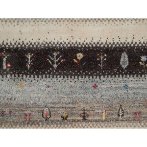 2'x3'1" Linen White, Lori Buft Gabbeh With Small Tree Design, Modern, Thick And Plush, Hand Knotted, 100% Wool, Mat, Oriental Rug FWR547968