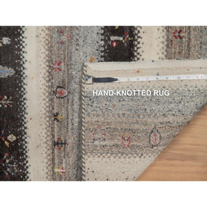 2'x3'1" Linen White, Lori Buft Gabbeh With Small Tree Design, Modern, Thick And Plush, Hand Knotted, 100% Wool, Mat, Oriental Rug FWR547968
