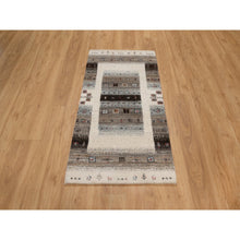 Load image into Gallery viewer, 2&#39;3&quot;x4&#39;6&quot; Pristine White, Thick And Plush, Lori Buft Gabbeh With Small Animal And Human Figurines, Modern, Pure Wool, Hand Knotted, Oriental Rug FWR547980