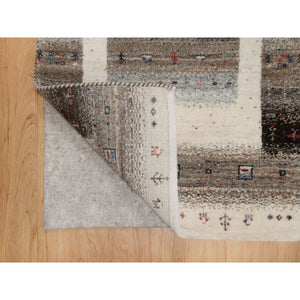 2'3"x4'6" Pristine White, Thick And Plush, Lori Buft Gabbeh With Small Animal And Human Figurines, Modern, Pure Wool, Hand Knotted, Oriental Rug FWR547980