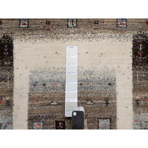 2'3"x4'6" Pristine White, Thick And Plush, Lori Buft Gabbeh With Small Animal And Human Figurines, Modern, Pure Wool, Hand Knotted, Oriental Rug FWR547980