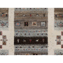 Load image into Gallery viewer, 2&#39;3&quot;x4&#39;6&quot; Pristine White, Thick And Plush, Lori Buft Gabbeh With Small Animal And Human Figurines, Modern, Pure Wool, Hand Knotted, Oriental Rug FWR547980