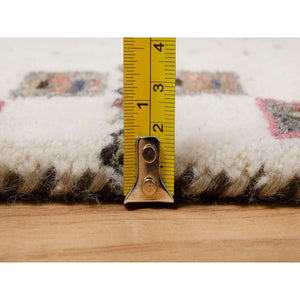 2'3"x4'6" Pristine White, Thick And Plush, Lori Buft Gabbeh With Small Animal And Human Figurines, Modern, Pure Wool, Hand Knotted, Oriental Rug FWR547980