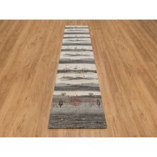 Load image into Gallery viewer, 2&#39;8&quot;x11&#39;6&quot; Pristine White, Modern, Lori Buft Gabbeh with Small Animal Figurines, Thick and Plush, 100% Wool, Hand Knotted, Runner, Oriental Rug FWR548010