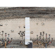 Load image into Gallery viewer, 2&#39;8&quot;x11&#39;6&quot; Pristine White, Modern, Lori Buft Gabbeh with Small Animal Figurines, Thick and Plush, 100% Wool, Hand Knotted, Runner, Oriental Rug FWR548010