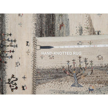 Load image into Gallery viewer, 2&#39;8&quot;x11&#39;6&quot; Pristine White, Modern, Lori Buft Gabbeh with Small Animal Figurines, Thick and Plush, 100% Wool, Hand Knotted, Runner, Oriental Rug FWR548010