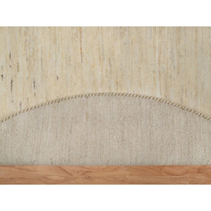 5'x5' Linen White, Modern, Plain Design, Lori Buft Gabbeh, Thick and Plush, Pure Wool, Hand Knotted, Round, Oriental Rug FWR548016