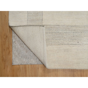 8'1"x10' Swan White, Modern, Lori Buft Gabbeh with Small Animal Figurines, Thick and Plush, 100% Wool, Hand Knotted, Oriental Rug FWR548070