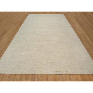 12'x15'2" Linen White, Modern, Plain Design, Lori Buft Gabbeh, Thick And Plush, Pure Wool, Hand Knotted, Oversized, Oriental Rug FWR548094