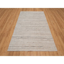 Load image into Gallery viewer, 5&#39;x8&#39; Bone White, Variegated Textured Modern Design, Synthetic Yarn, Hand Loomed, Thick And Plush, Indoor, Outdoor, Oriental Rug FWR548100