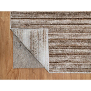 5'1"x8'1" Chocolate Brown, Thick and Plush, Variegated Textured Modern Design, Pure Wool, Hand Loomed, Oriental Rug FWR548106