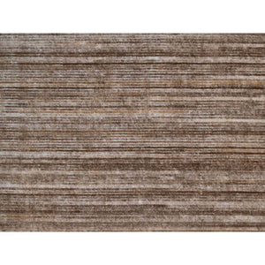 5'1"x8'1" Chocolate Brown, Thick and Plush, Variegated Textured Modern Design, Pure Wool, Hand Loomed, Oriental Rug FWR548106