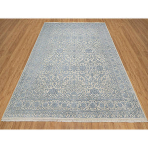 8'x10'2" Linen White, Light Tone On Tone With Persian Design, Wool And Plant Based Silk, Thick And Plush, 200 Kpsi, Hand Knotted, Oriental Rug FWR548112