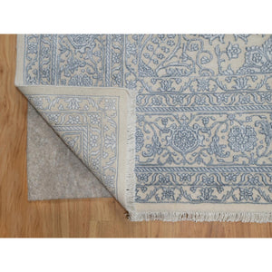 8'x10'2" Linen White, Light Tone On Tone With Persian Design, Wool And Plant Based Silk, Thick And Plush, 200 Kpsi, Hand Knotted, Oriental Rug FWR548112