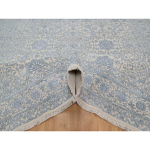 8'x10'2" Linen White, Light Tone On Tone With Persian Design, Wool And Plant Based Silk, Thick And Plush, 200 Kpsi, Hand Knotted, Oriental Rug FWR548112