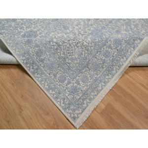 8'x10'2" Linen White, Light Tone On Tone With Persian Design, Wool And Plant Based Silk, Thick And Plush, 200 Kpsi, Hand Knotted, Oriental Rug FWR548112
