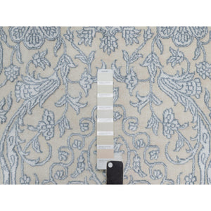 8'x10'2" Linen White, Light Tone On Tone With Persian Design, Wool And Plant Based Silk, Thick And Plush, 200 Kpsi, Hand Knotted, Oriental Rug FWR548112