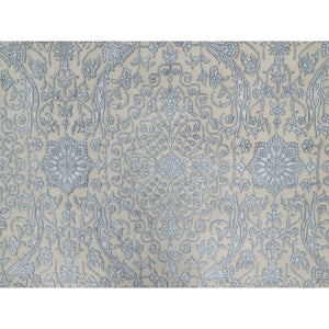 8'x10'2" Linen White, Light Tone On Tone With Persian Design, Wool And Plant Based Silk, Thick And Plush, 200 Kpsi, Hand Knotted, Oriental Rug FWR548112