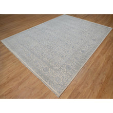 Load image into Gallery viewer, 9&#39;x12&#39;1&quot; Chiffon White, Light Tone On Tone With Persian Design With Repetitive Floral Motifs, Wool And Plant Based Silk, Thick And Plush, 200 Kpsi, Hand Knotted, Oriental Rug FWR548118