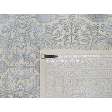 Load image into Gallery viewer, 9&#39;x12&#39;1&quot; Chiffon White, Light Tone On Tone With Persian Design With Repetitive Floral Motifs, Wool And Plant Based Silk, Thick And Plush, 200 Kpsi, Hand Knotted, Oriental Rug FWR548118