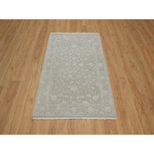 Load image into Gallery viewer, 3&#39;1&quot;x5&#39; Stone Gray, Hand Knotted, Light Tone On Tone With Persian Design, Wool And Plant Based Silk, Thick And Plush, 200 Kpsi, Oriental Rug FWR548124