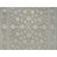 Load image into Gallery viewer, 3&#39;1&quot;x5&#39; Stone Gray, Hand Knotted, Light Tone On Tone With Persian Design, Wool And Plant Based Silk, Thick And Plush, 200 Kpsi, Oriental Rug FWR548124