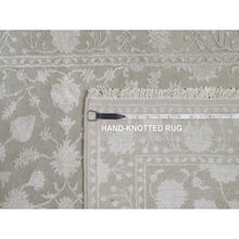 Load image into Gallery viewer, 3&#39;1&quot;x5&#39; Stone Gray, Hand Knotted, Light Tone On Tone With Persian Design, Wool And Plant Based Silk, Thick And Plush, 200 Kpsi, Oriental Rug FWR548124