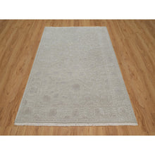 Load image into Gallery viewer, 4&#39;9&quot;x6&#39;10&quot; Stone Gray, 200 Kpsi, Light Tone On Tone With Persian Design, Wool And Plant Based Silk, Thick And Plush, Hand Knotted, Oriental Rug FWR548136