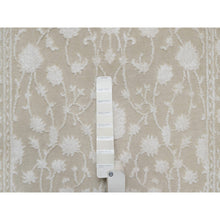 Load image into Gallery viewer, 2&#39;8&quot;x10&#39;3&quot; Dark Vanilla Brown, Light Tone on Tone with Persian Design, Wool and Plant Based Silk, Thick and Plush, 200 KPSI, Hand Knotted, Runner, Oriental Rug FWR548142