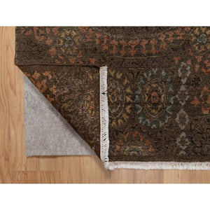 3'x4' Chocolate Brown, Mamluk Design, Pure 100% Himalayan Wool, Vegetable Dyes, Hand Knotted, Mat, Oriental Rug FWR548148