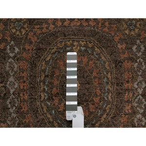 3'x4' Chocolate Brown, Mamluk Design, Pure 100% Himalayan Wool, Vegetable Dyes, Hand Knotted, Mat, Oriental Rug FWR548148