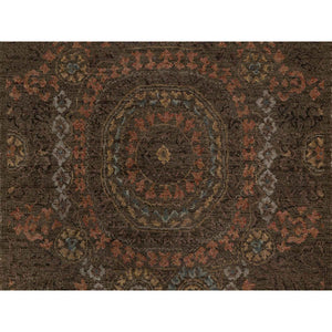 3'x4' Chocolate Brown, Mamluk Design, Pure 100% Himalayan Wool, Vegetable Dyes, Hand Knotted, Mat, Oriental Rug FWR548148