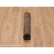 Load image into Gallery viewer, 3&#39;x4&#39; Chocolate Brown, Mamluk Design, Pure 100% Himalayan Wool, Vegetable Dyes, Hand Knotted, Mat, Oriental Rug FWR548148