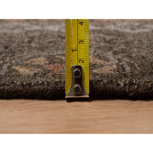3'x4' Chocolate Brown, Mamluk Design, Pure 100% Himalayan Wool, Vegetable Dyes, Hand Knotted, Mat, Oriental Rug FWR548148