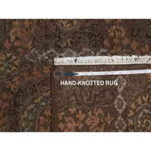 Load image into Gallery viewer, 3&#39;x4&#39; Chocolate Brown, Mamluk Design, Pure 100% Himalayan Wool, Vegetable Dyes, Hand Knotted, Mat, Oriental Rug FWR548148