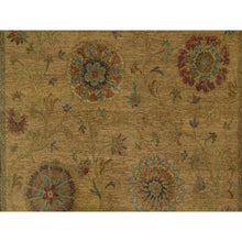 Load image into Gallery viewer, 5&#39;5&quot;x5&#39;10&quot; Peanut Brown, Botanical Design, Pure 100% Himalayan Wool, Natural Dyes, Hand Knotted, Squarish, Oriental Rug FWR548166