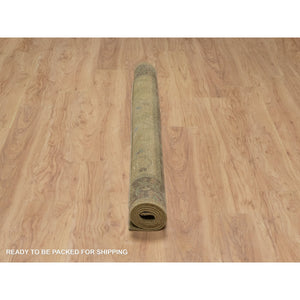5'5"x5'10" Peanut Brown, Botanical Design, Pure 100% Himalayan Wool, Natural Dyes, Hand Knotted, Squarish, Oriental Rug FWR548166