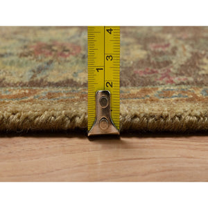 5'5"x5'10" Peanut Brown, Botanical Design, Pure 100% Himalayan Wool, Natural Dyes, Hand Knotted, Squarish, Oriental Rug FWR548166