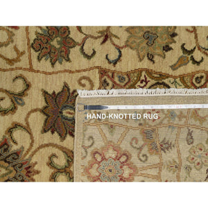 5'x8'2" Ecru Brown, Pure 100% Himalayan Wool, Floral And Botanical Design, Natural Dyes, Hand Knotted, Oriental Rug FWR548172