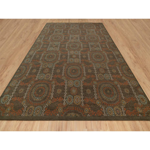 10'1"x15'1" Mocha Brown, Hand Knotted, Mamluk Design, Pure 100% Himalayan Wool, Vegetable Dyes, Oversized, Oriental Rug FWR548178