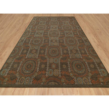 Load image into Gallery viewer, 10&#39;1&quot;x15&#39;1&quot; Mocha Brown, Hand Knotted, Mamluk Design, Pure 100% Himalayan Wool, Vegetable Dyes, Oversized, Oriental Rug FWR548178