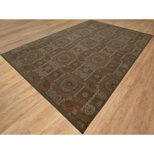 Load image into Gallery viewer, 10&#39;1&quot;x15&#39;1&quot; Mocha Brown, Hand Knotted, Mamluk Design, Pure 100% Himalayan Wool, Vegetable Dyes, Oversized, Oriental Rug FWR548178
